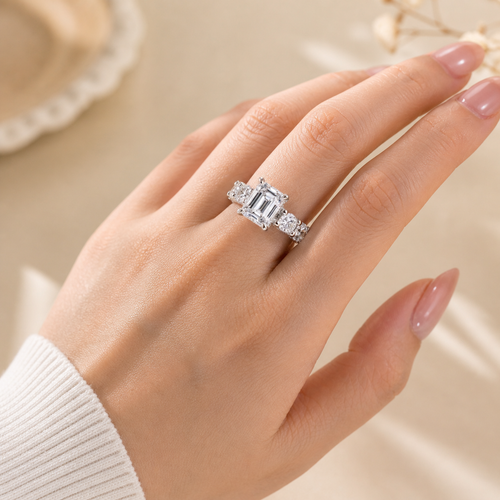 5 Carat Emerald Cut 925 Silver Ring