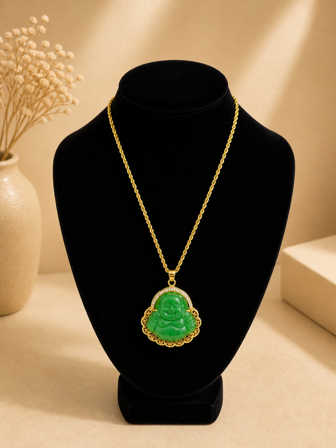Jade Lucky Buddha Pendant