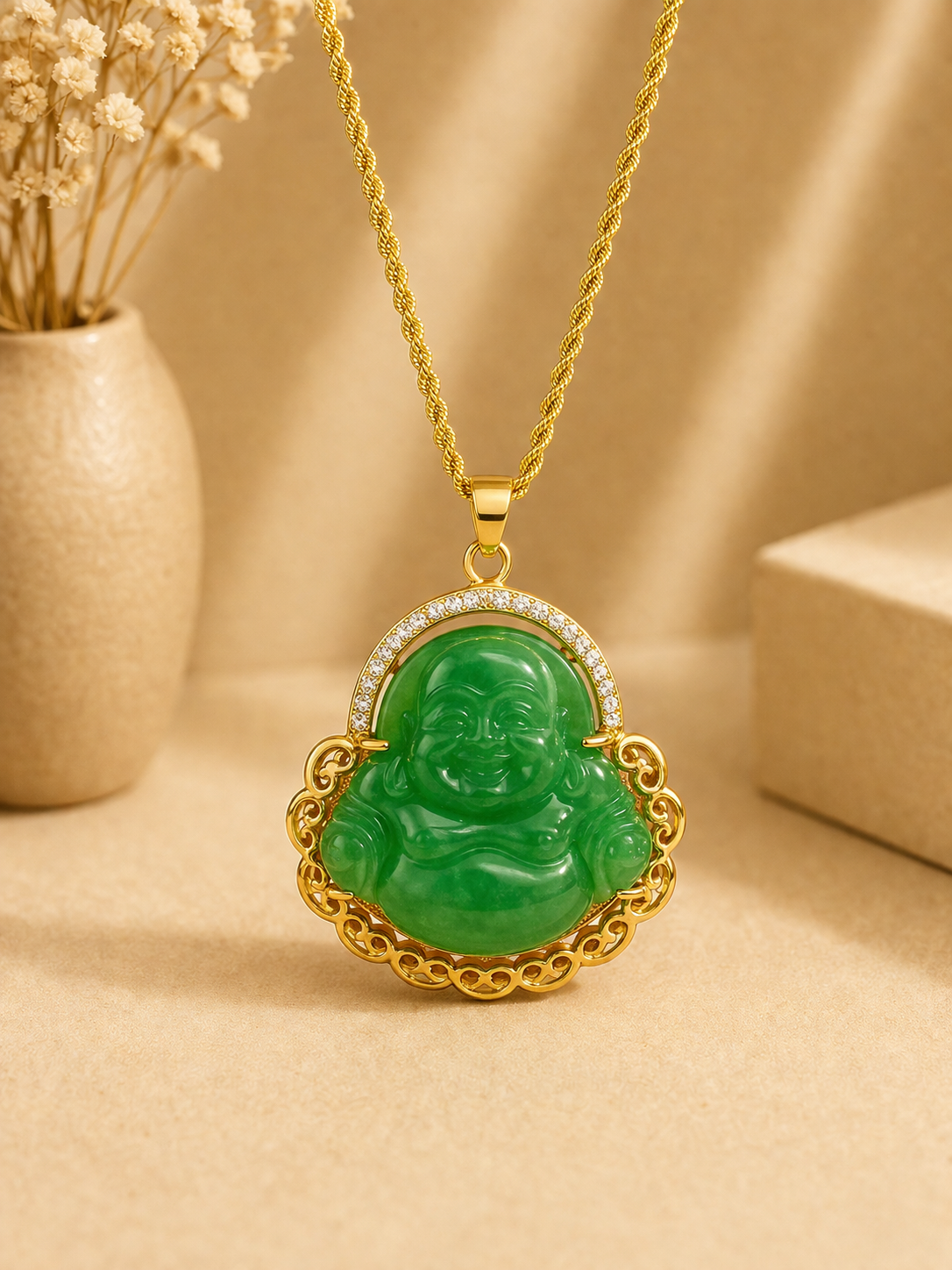 Jade Lucky Buddha Pendant