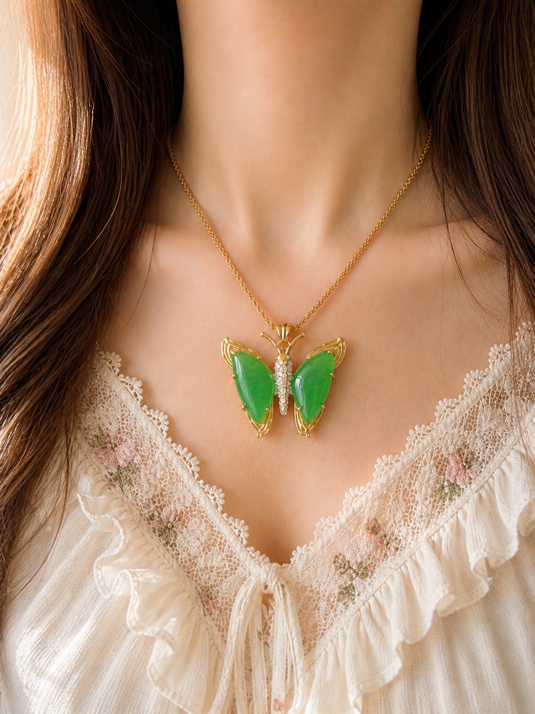 Emerald Butterfly Necklace